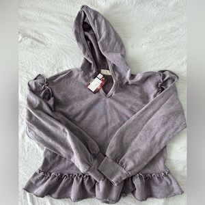 NWT T.La Ruffled sweater/hooded sweatshirt